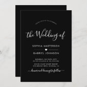 書モダン字スクリプトハートブ結婚ラック 招待状 (正面/裏面)