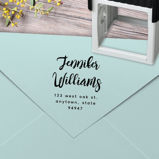 書モダン字スクリプト差出人住所スタンプ セルフインキングスタンプ