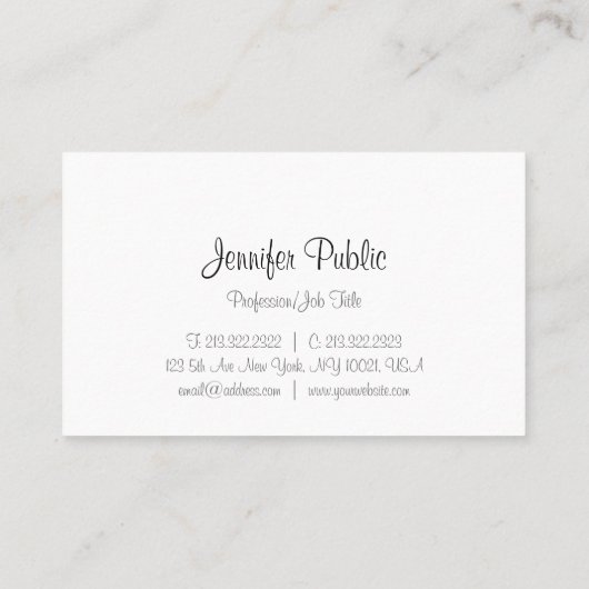 書モダン字スクリプト文字ミニマルテンプレート 名刺 (裏面)