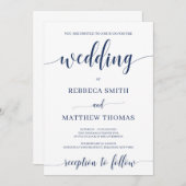 書モダン字レタリング水結婚軍 招待状 (正面/裏面)