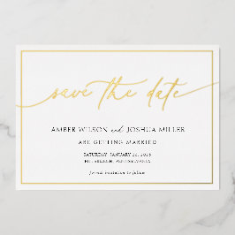 書モダン式結婚式の日付の保存 箔招待状