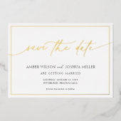 書モダン式結婚式の日付の保存 箔招待状 (正面)