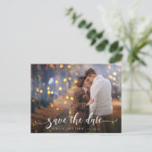 書モダン式結婚式の日付写真を保存 案内ポストカード (スタンド正面)