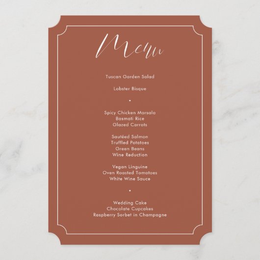 書モダン文字テラコッタ結婚ズ メニュー (正面)