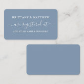 書モダン書の結婚レジストリほこりっぽい青 エンクロージャーカード (正面/裏面)