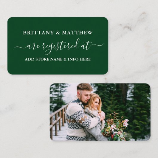 書モダン書の結婚登録写真の緑 エンクロージャーカード (正面/裏面)