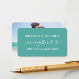 書モダン書の結婚登録写真ティール（緑がかった色） エンクロージャーカード