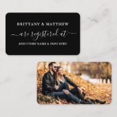 書モダン書の結婚登録写真ブラック エンクロージャーカード (正面/裏面)