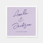書モダン書パープル薄紫結婚ズ スタンダードカクテルナプキン (正面)