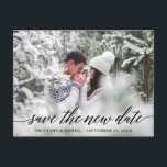 書モダン書救の新しい日付 ポストカード<br><div class="desc">書道モダン台新救日の延期された新しい日結婚付け告知カップル写真はがき</div>