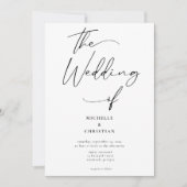 書モダン書無地の黒結婚の 招待状 (正面)