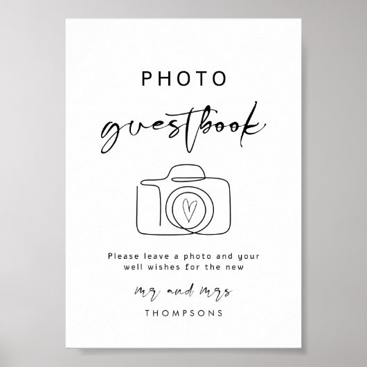 書モダン書結婚のフォトゲストブックサイン ポスター (正面)