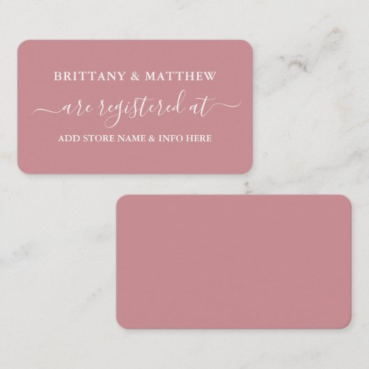 書モダン書結婚のレジストリほこりっぽいバラ エンクロージャーカード (正面/裏面)