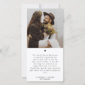 書モダン書結婚の感謝フォトカード サンキューカード (裏面)