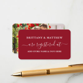 書モダン書結婚の登録写真の赤 エンクロージャーカード