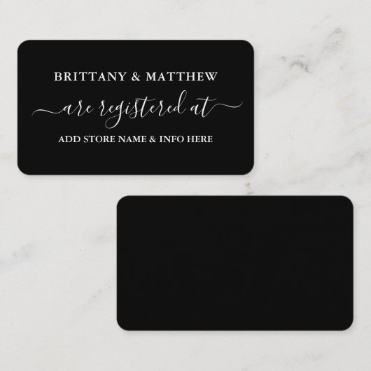 書モダン書結婚の登録黒 エンクロージャーカード (正面/裏面)
