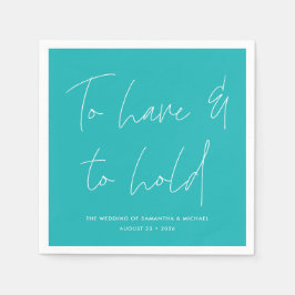書モダン書Vowsターコイズ結婚ズ スタンダードカクテルナプキン