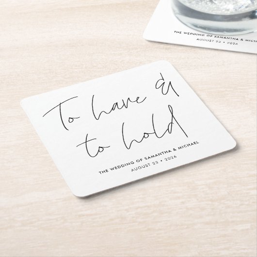 書モダン書Vows白黒結婚ズ スクエアペーパーコースター (アングル)