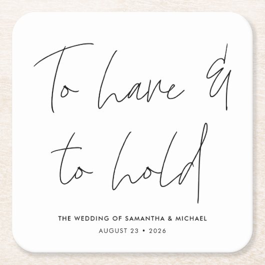 書モダン書Vows白黒結婚ズ スクエアペーパーコースター (正面)