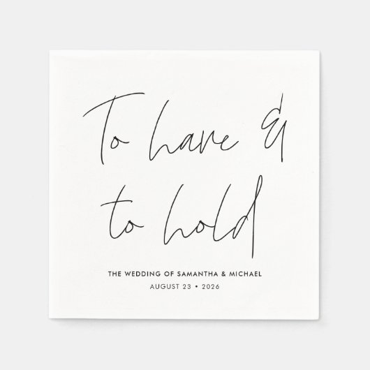 書モダン書Vows白黒結婚ズ スタンダードカクテルナプキン (正面)