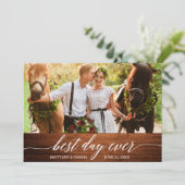 書モダン最高の道の日は永遠に木結婚の サンキューカード (スタンド正面)