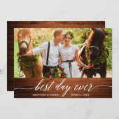 書モダン最高の道の日は永遠に木結婚の サンキューカード (正面/裏面)