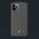 書モダン画エレガントパーソナライズされた iPhone 11 PROケース<br><div class="desc">トレンディーモダン台本書とミニマリストのタイポグラフィデザイン付きの個人用モノグラムiphoneケースこれがアイボリー/炭灰色です。</div>