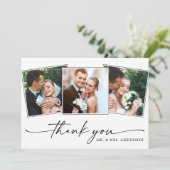 書モダン筆インクペンスクリプト3枚結婚の写真 サンキューカード (スタンド正面)