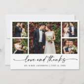 書モダン筆インクペン愛結婚の5つの写真 サンキューカード (正面)