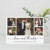 書モダン筆インクペン愛結婚の5つの写真 サンキューカード (スタンド正面)