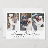 書モダン筆インクペン新年3写真 シーズンカード (正面)