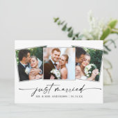 書モダン筆インクペン3枚結婚の写真 案内状 (スタンド正面)