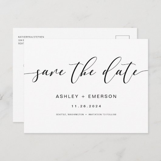 書モダン素朴書の書記日付の保存 ポストカード (正面/裏面)