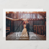 書モダン素朴跡の写真結婚の サンキューカード (正面/裏面)