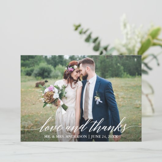 書モダン結婚の愛と感謝してい6枚の写真 サンキューカード (スタンド正面)