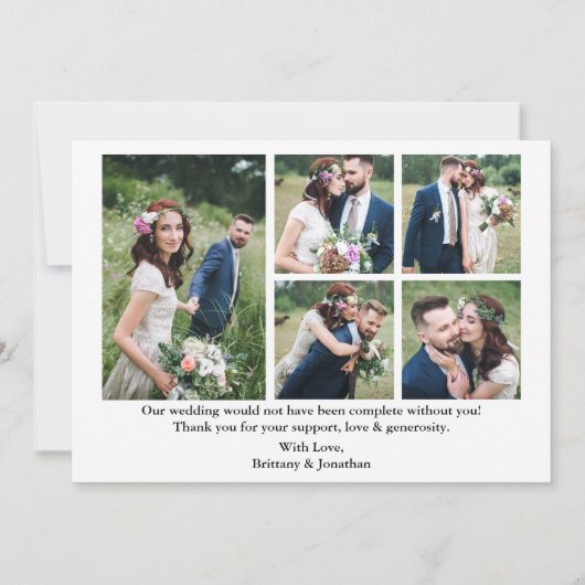書モダン結婚の愛と感謝してい6枚の写真 サンキューカード (裏面)