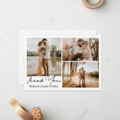 書モダン結婚シンプルの3枚の写真コラージュ ノートカード (正面/裏面インサイチュ)