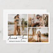 書モダン結婚シンプルの3枚の写真コラージュ ノートカード (正面/裏面)