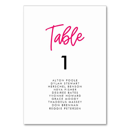 書モダン結婚席表カード テーブルナンバー (正面)