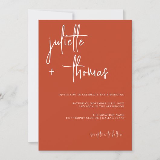 書モダン結婚式招待状エレガント 招待状 (正面)