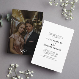 書モダン跡のホワイトフォト結婚ズ 招待状