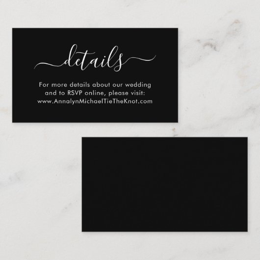 書モダン跡のミニマル詳細黒 エンクロージャーカード (正面/裏面)