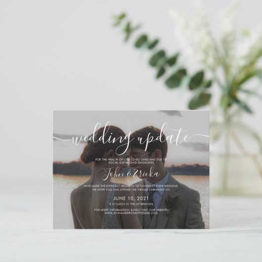 書モダン跡の写真の結婚更新 インビテーションポストカード (スタンド正面)