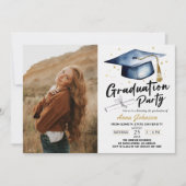 書モダン跡の写真卒業パーティー 招待状 (正面)