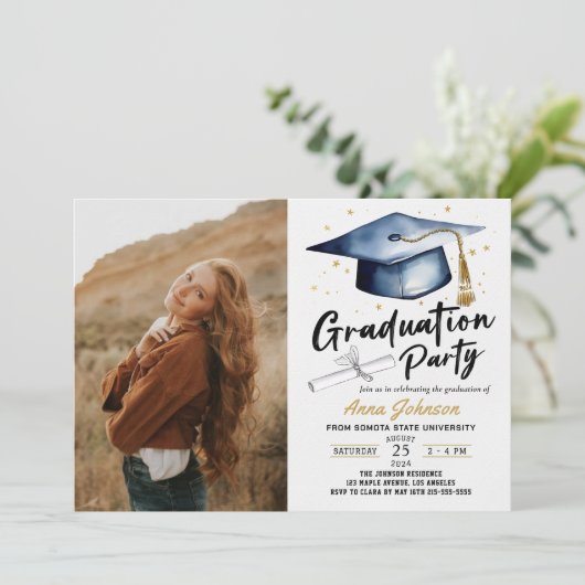 書モダン跡の写真卒業パーティー 招待状 (スタンド正面)