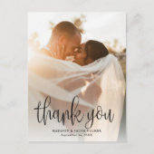 書モダン跡の写結婚真ありがとう ポストカード (正面)