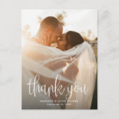 書モダン跡の写結婚真ありがとう ポストカード (正面)