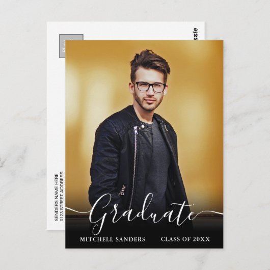 書モダン跡の卒業写真の発表 ポストカード (正面/裏面)