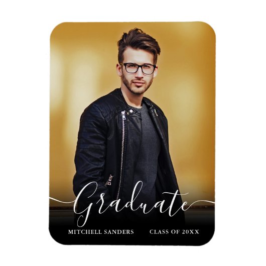 書モダン跡の卒業写真の発表 マグネット (縦)