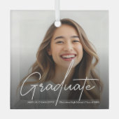 書モダン跡の卒業写真 ガラスオーナメント (正面)